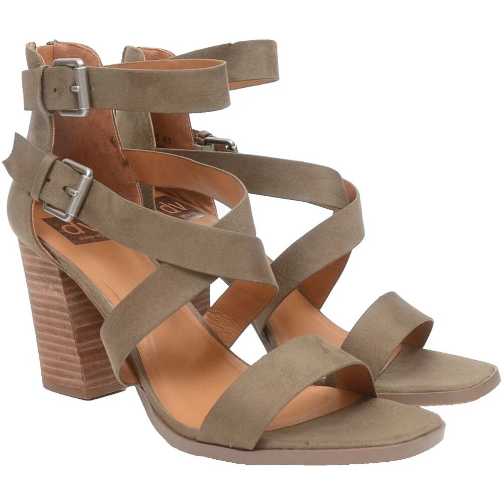 DV by Dolce Vita Caryl Women's 9.5 Leather Gladiator Sandal Caged Heels Minimal